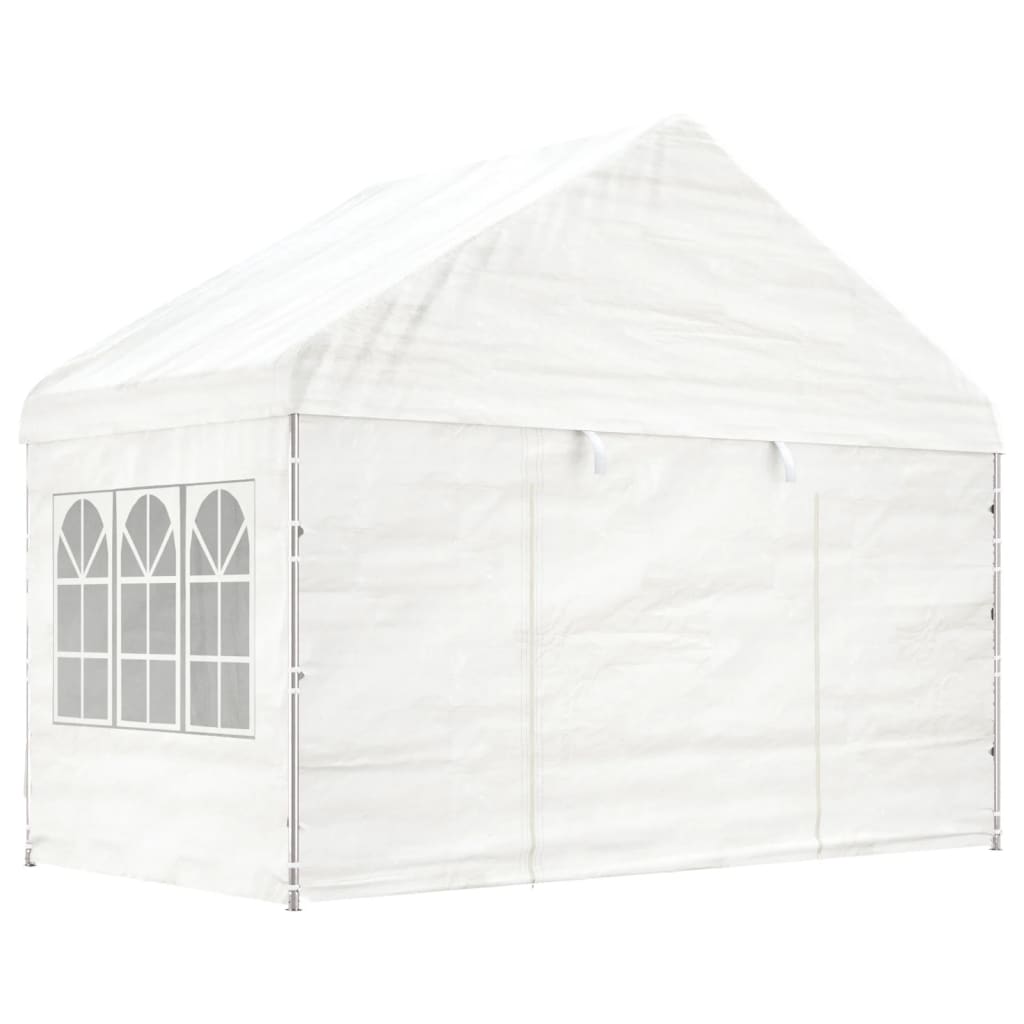 Vidaxl arbor with roof 15.61x4.08x3.22 m polyethylene white