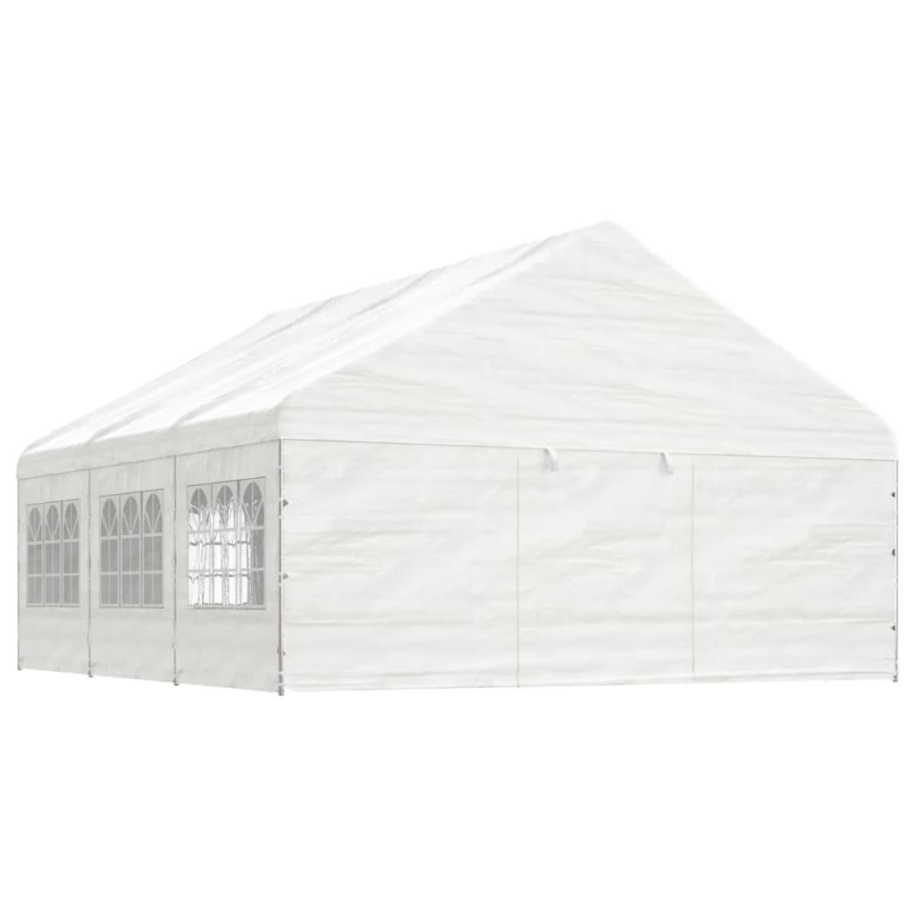 VidaXL Prieel met dak 6,69x5,88x3,75 m polyetheen wit