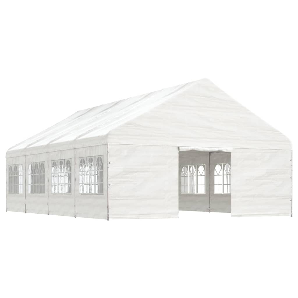 Arbor Vidaxl avec toit 8.92x5.88x3,75 m Blanc en polyéthylène