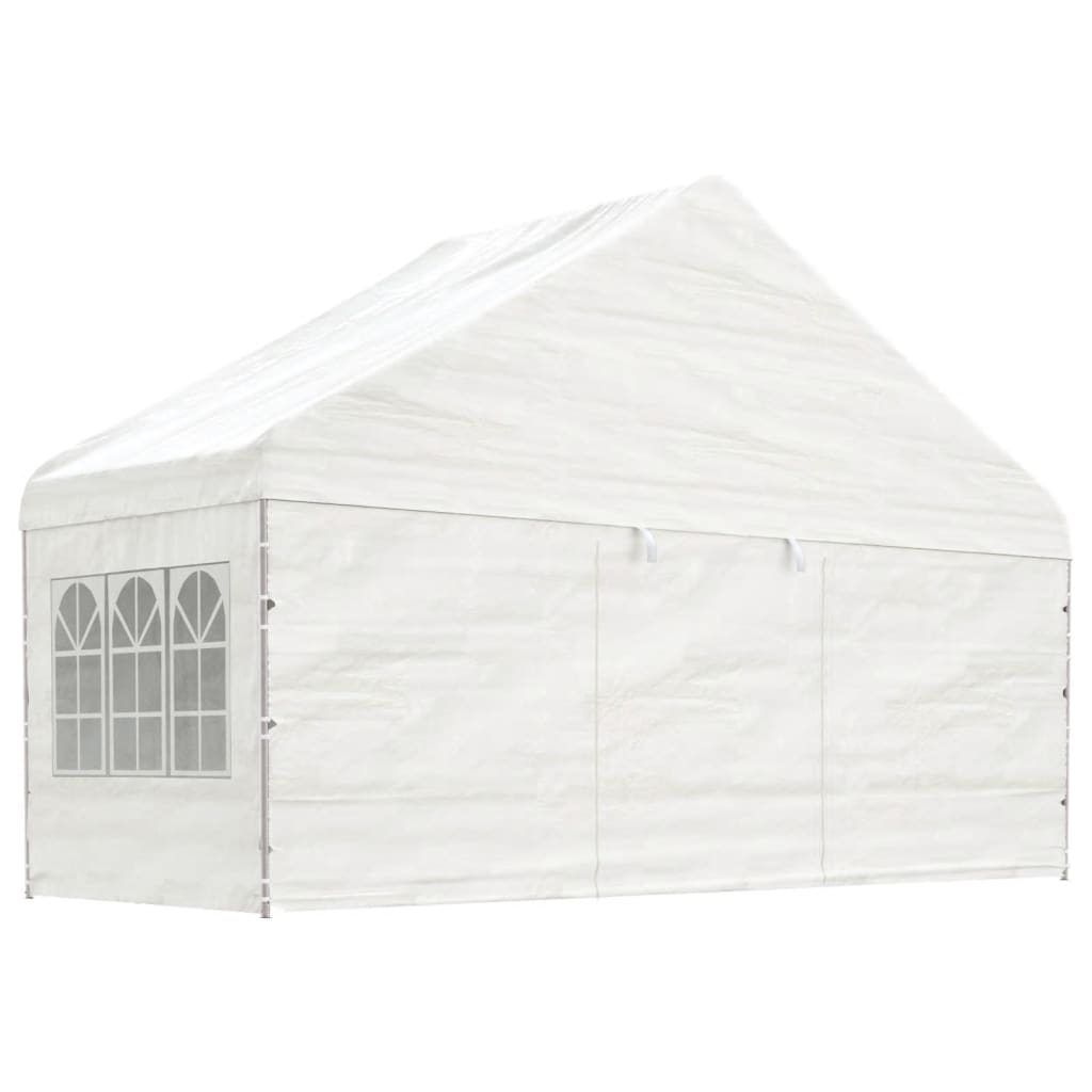 Arbor vidaxl avec toit 11.15x5.88x3,75 m Blanc en polyéthylène