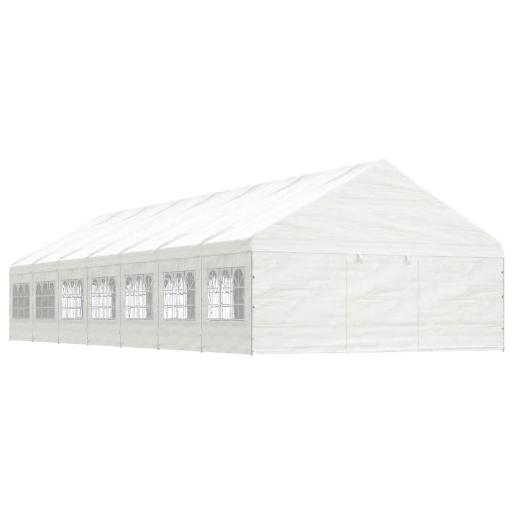 VidaXL Prieel met dak 15,61x5,88x3,75 m polyetheen wit