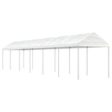 Arbor vidaxl avec toit 13.38x2.28x2.69 m Blanc en polyéthylène