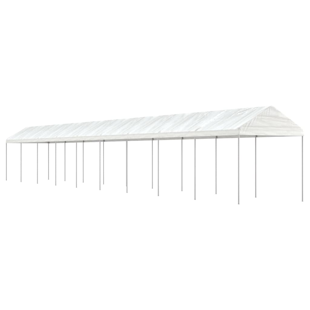 Arbor vidaxl avec toit 20.07x2.28x2.69 m Blanc en polyéthylène