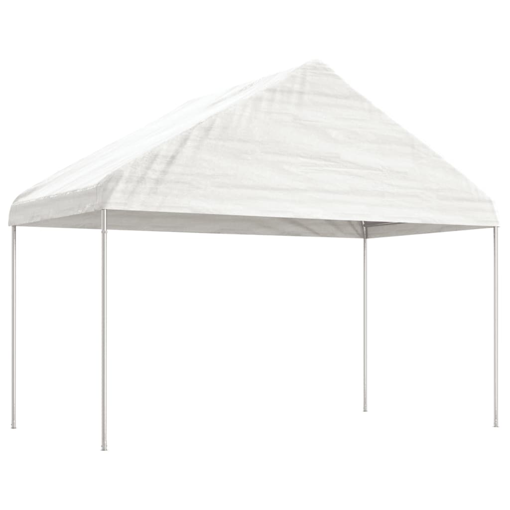 Arbor Vidaxl avec toit 6.69x4.08x3,22 m Blanc en polyéthylène