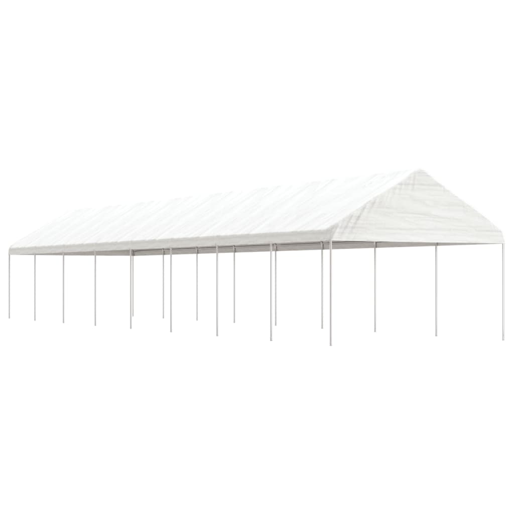 Arbor vidaxl avec toit 17.84x4.08x3,22 m Blanc en polyéthylène