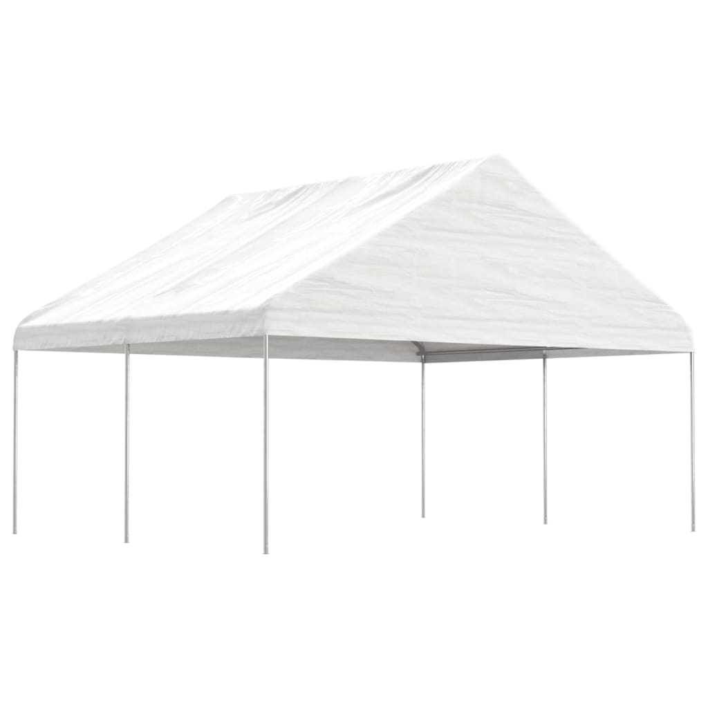 Arbor vidaxl avec toit 4.46x5.88x3,75 m Blanc en polyéthylène