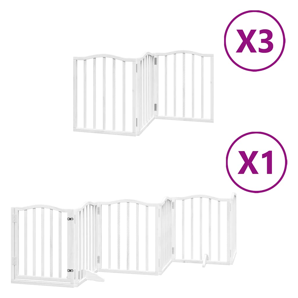 Vidaxl hondenhek inklapbaar met deur 15 panelen 750cm populierhout wit