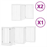 Vidaxl hondenhek inklapbaar met deur 12 panelen 600cm populierhout wit