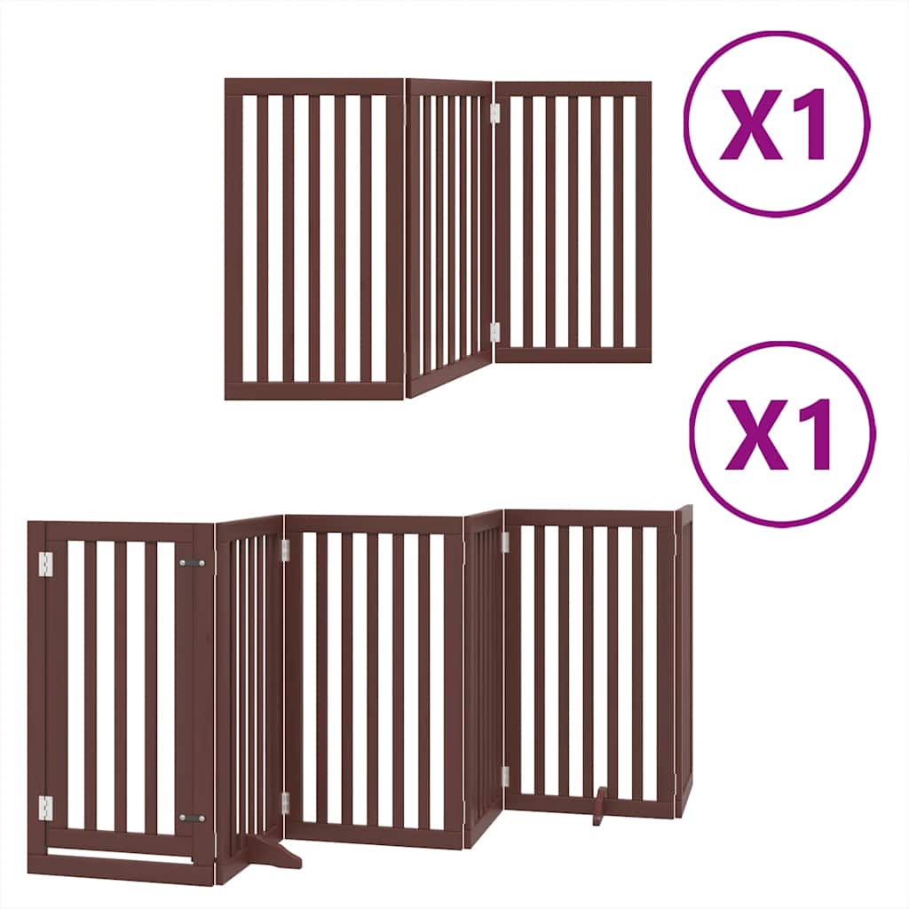 Vidaxl hondenhek inklapbaar 9 panelen 450 cm populierenhout bruin
