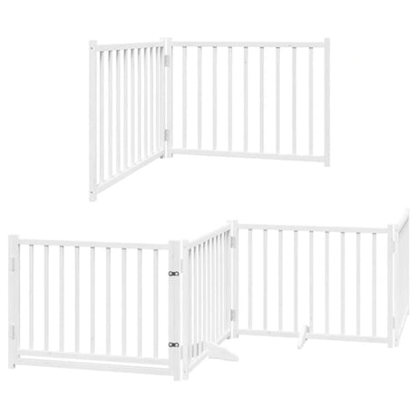 Vidaxl hondenhek inklapbaar met deur 8 panelen 640 cm populierhout wit