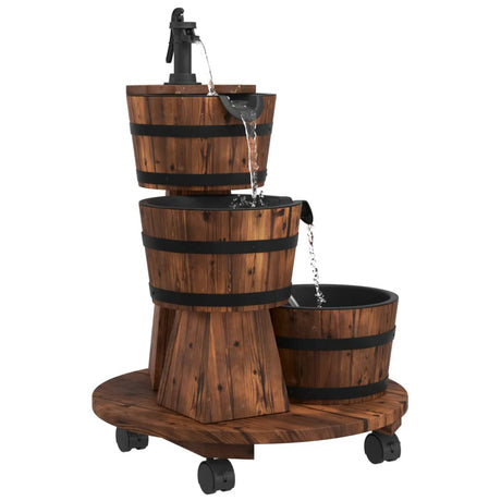 Vidaxxl Wasserbrunnen mit Pumpe und Rädern 55x55x80 cm aus massivem Kiefernholz