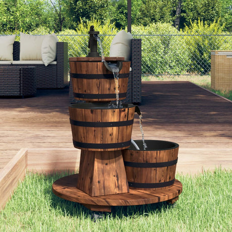Vidaxxl Wasserbrunnen mit Pumpe und Rädern 55x55x80 cm aus massivem Kiefernholz