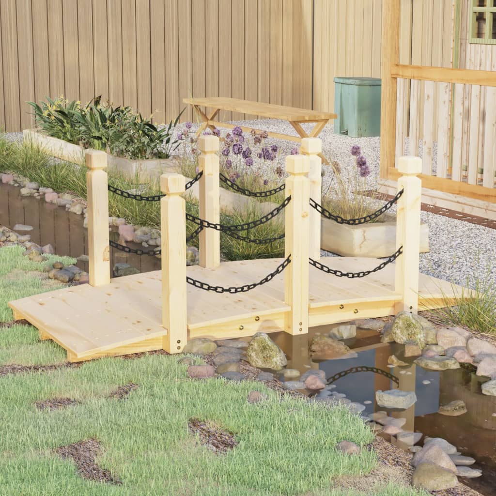 VidaXL Gartenbrücke mit Kettenschienen 150x67x56 cm massives Kiefernholz
