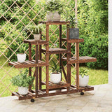 Vidaxx Pflanzenständer mit Rollen 110x25x101 cm massives Kiefernholz