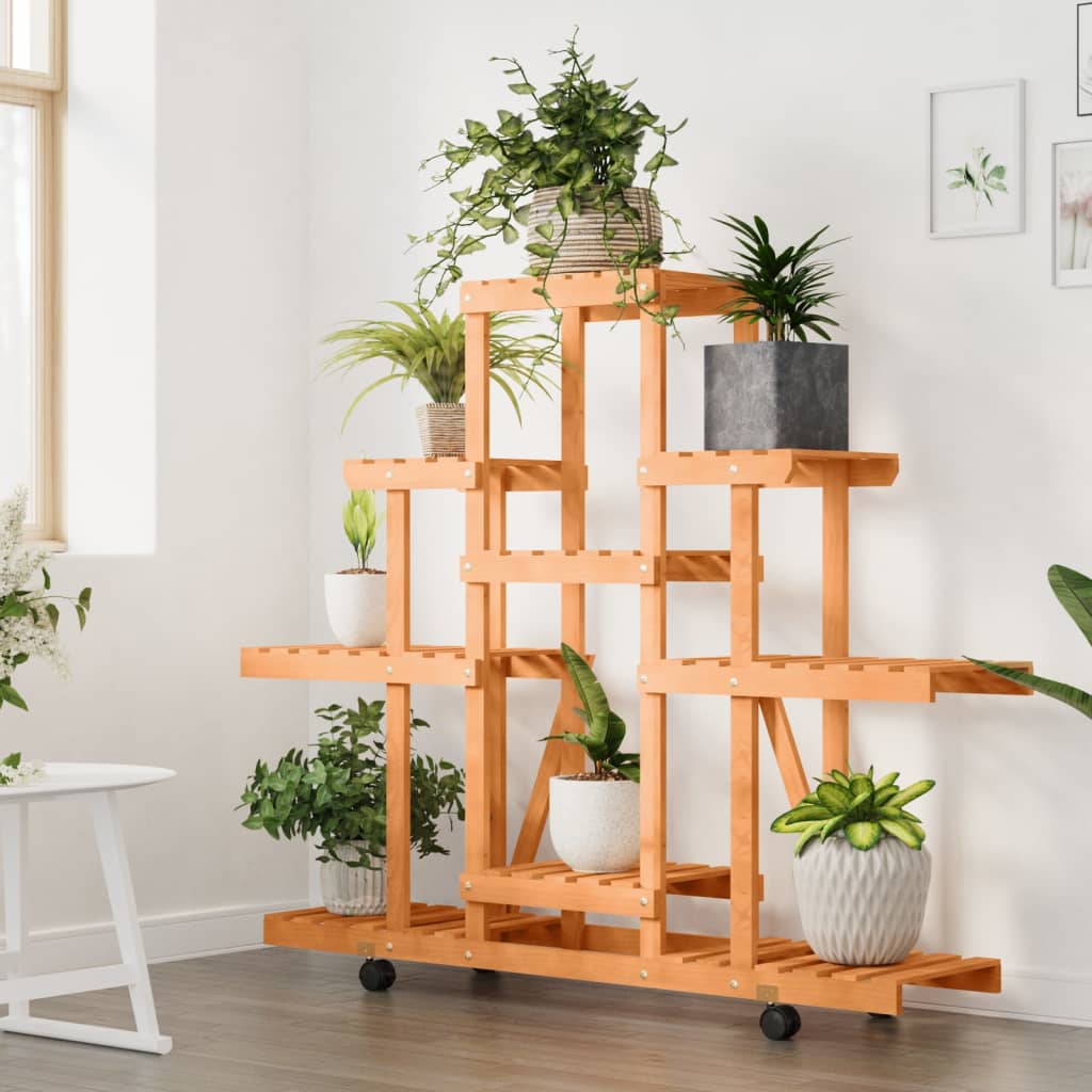 Vidaxx Pflanzenständer mit Rollen 110x25x101 cm massives Kiefernholz