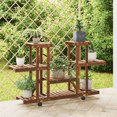 Vidaxx Pflanzenständer mit Rollen 110x25x78 cm massives Kiefernholz