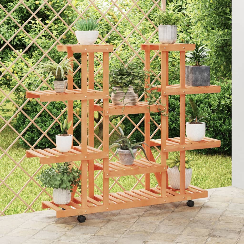 Vidaxx Pflanzenständer mit Rollen 110x25x115 cm massives Kiefernholz