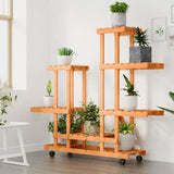 Vidaxx Pflanzenständer mit Rollen 95x25x101 cm massives Kiefernholz