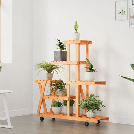 Vidaxx Pflanzenständer mit Rollen 95x25x101 cm massives Kiefernholz