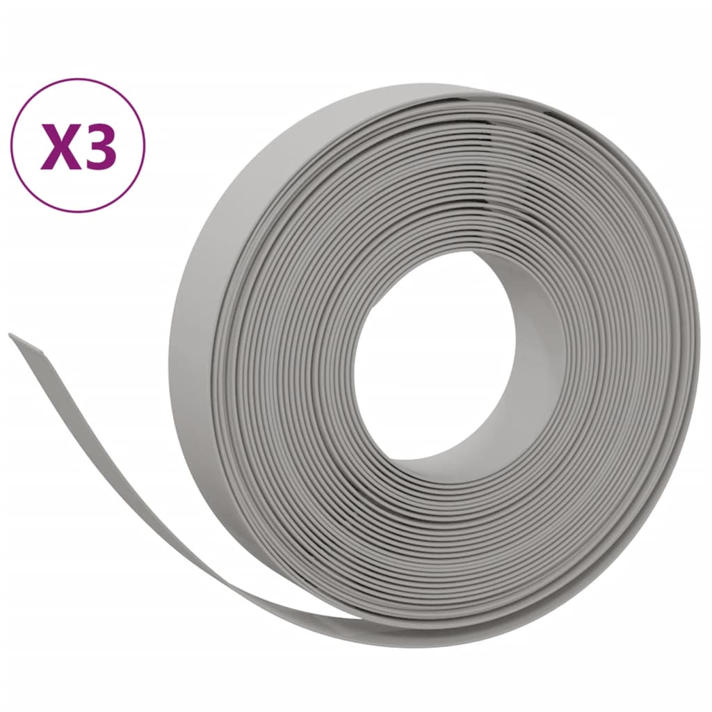 VidaXL Garteneinfassung 3 Stk. 10 m 10 cm Polyethylen grau
