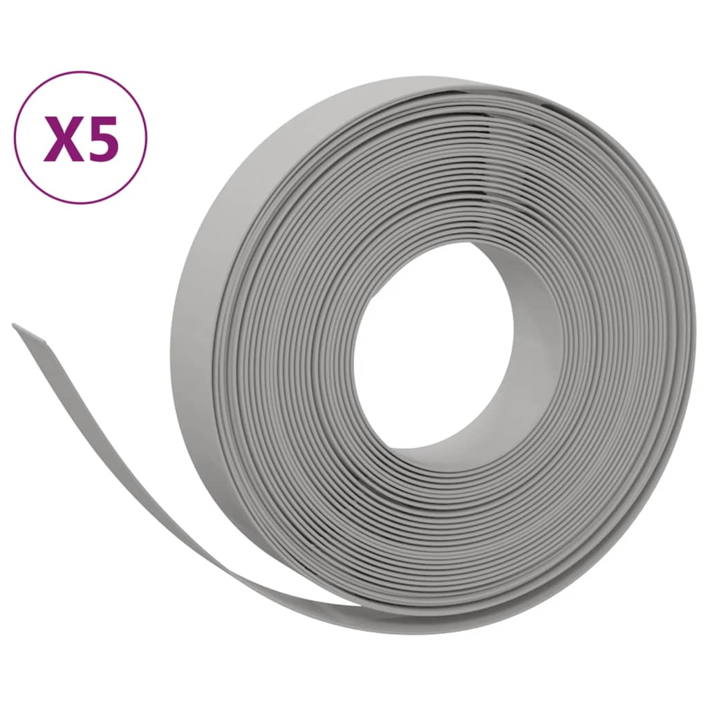 VidaXL Garteneinfassung 5 Stk. 10 m 10 cm Polyethylen grau