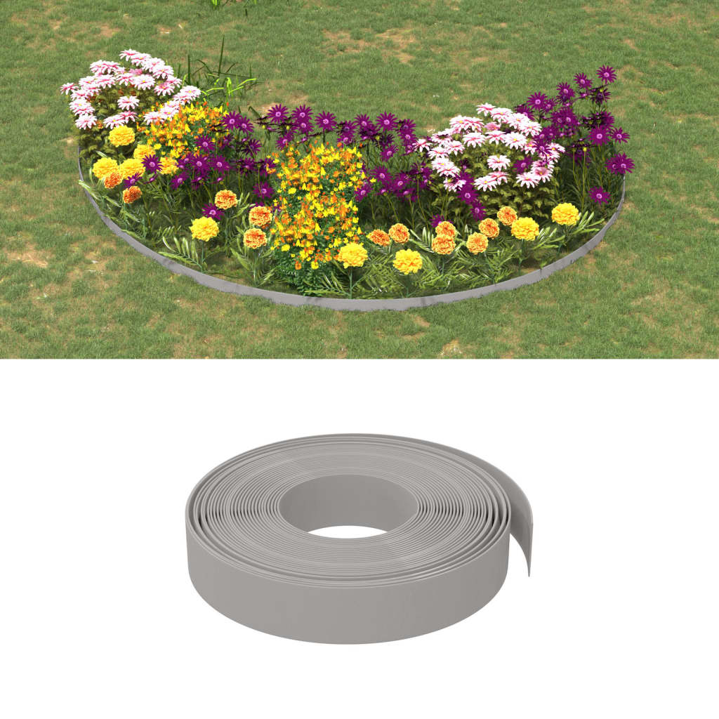 VidaXL Garteneinfassung 5 Stk. 10 m 10 cm Polyethylen grau