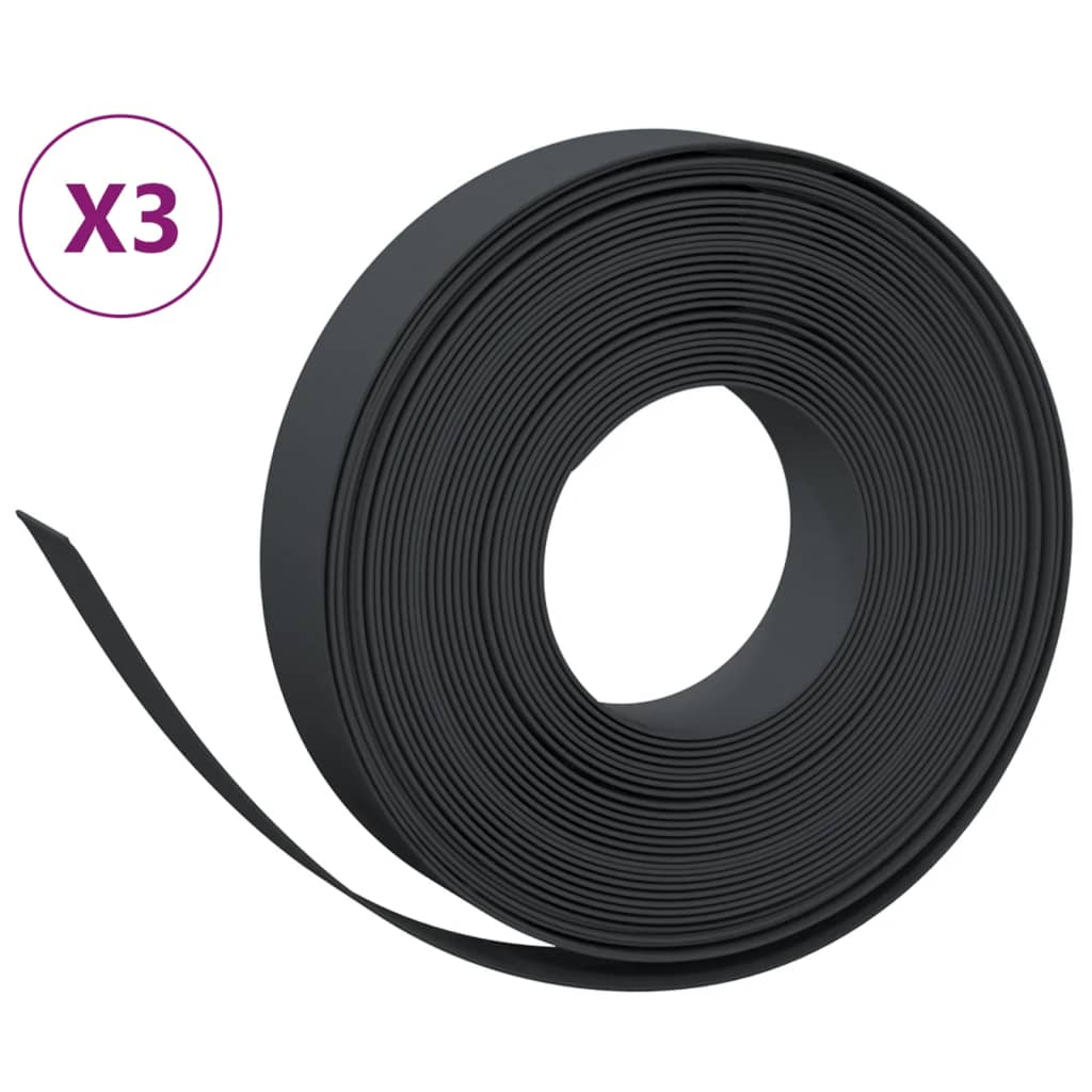 Bordi del giardino Vidaxl 3 St 10 m 10 cm polietilene nero