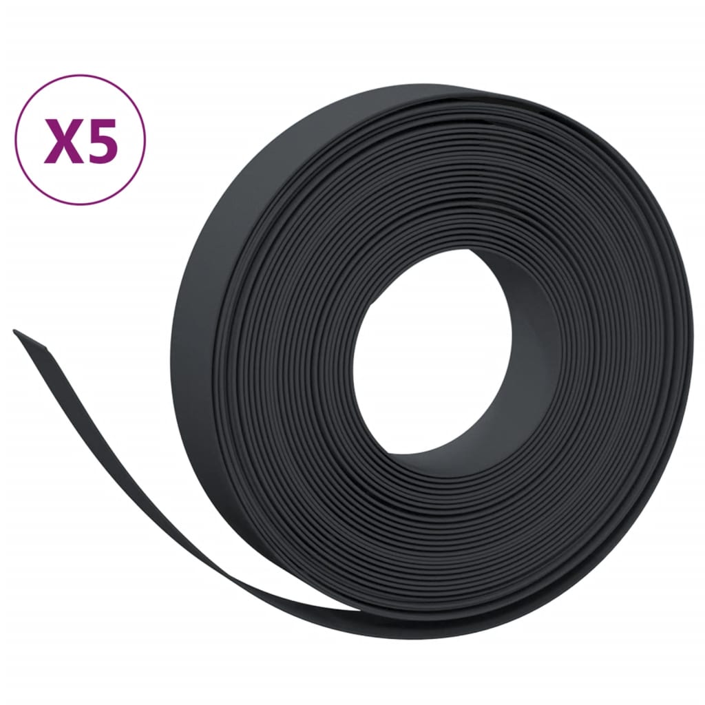 VidaXL Garteneinfassung 5 Stk. 10 m 10 cm Polyethylen schwarz
