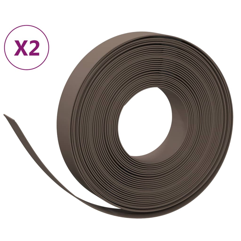 VidaXL Garteneinfassung 2 Stk. 10 m 10 cm Polyethylen braun