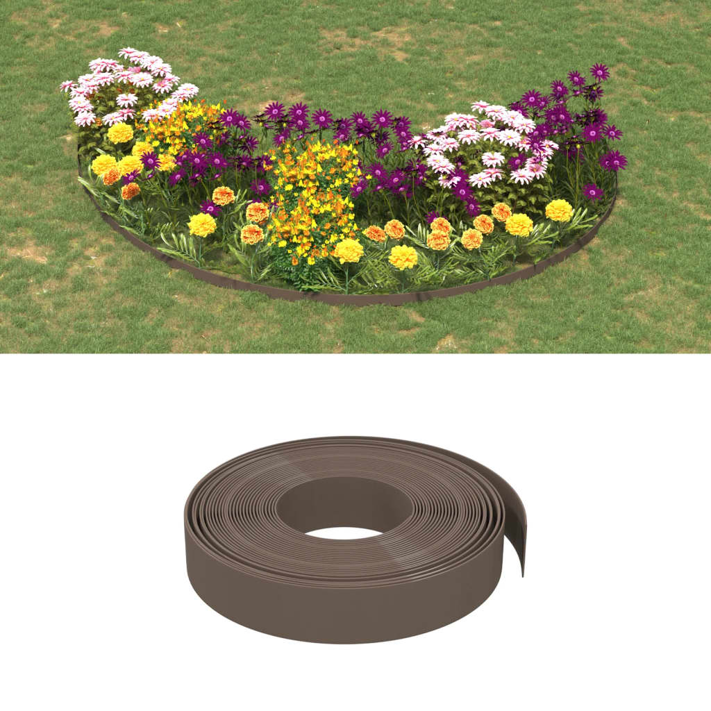 VIDAXL GARDEN BEDGES 2 PCS 10 M 10 cm in polietilene marrone