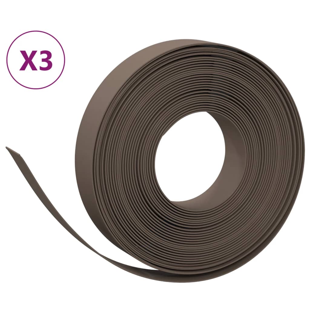 VidaXL Garteneinfassung 3 Stk. 10 m 10 cm Polyethylen braun
