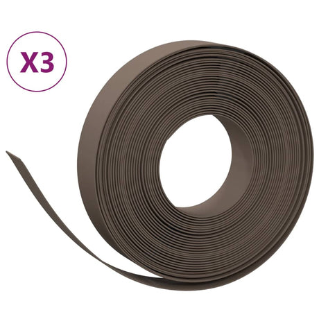 VidaXL Garteneinfassung 3 Stk. 10 m 10 cm Polyethylen braun