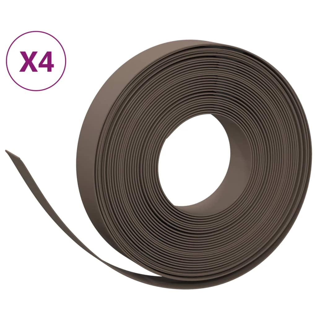 VidaXL Garteneinfassung 4 Stk. 10 m 10 cm Polyethylen braun