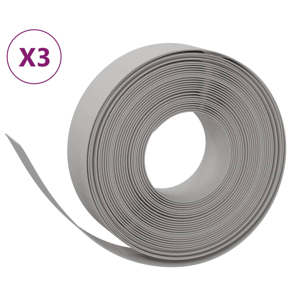 VidaXL Garteneinfassung 3 Stk. 10 m 15 cm Polyethylen grau