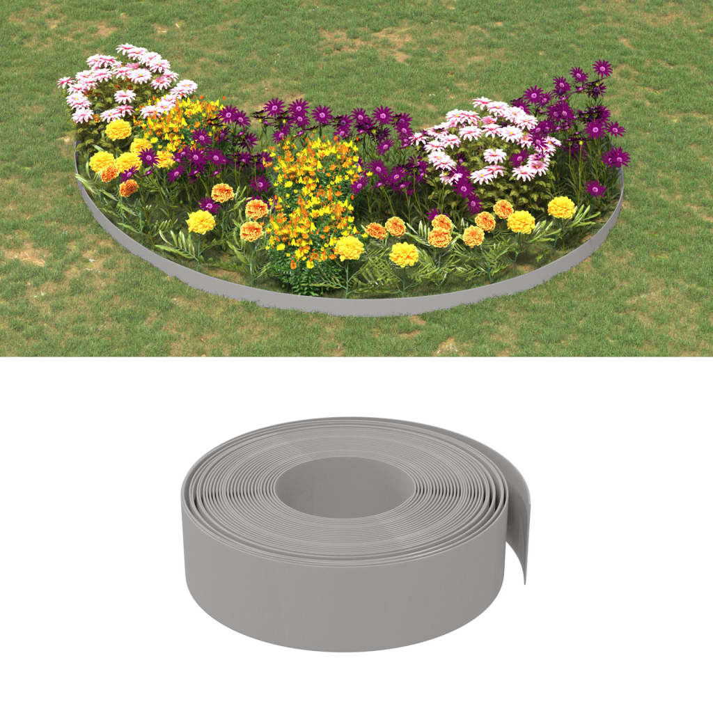 Bordes de jardín Vidaxl 3 st 10 m 15 cm de polietileno gris