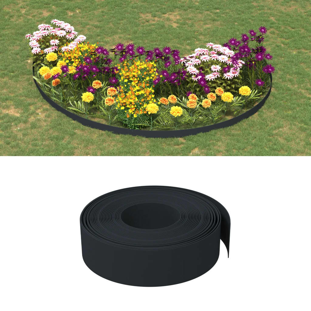 VidaXL Garteneinfassung 2 Stk. 10 m 15 cm Polyethylen schwarz