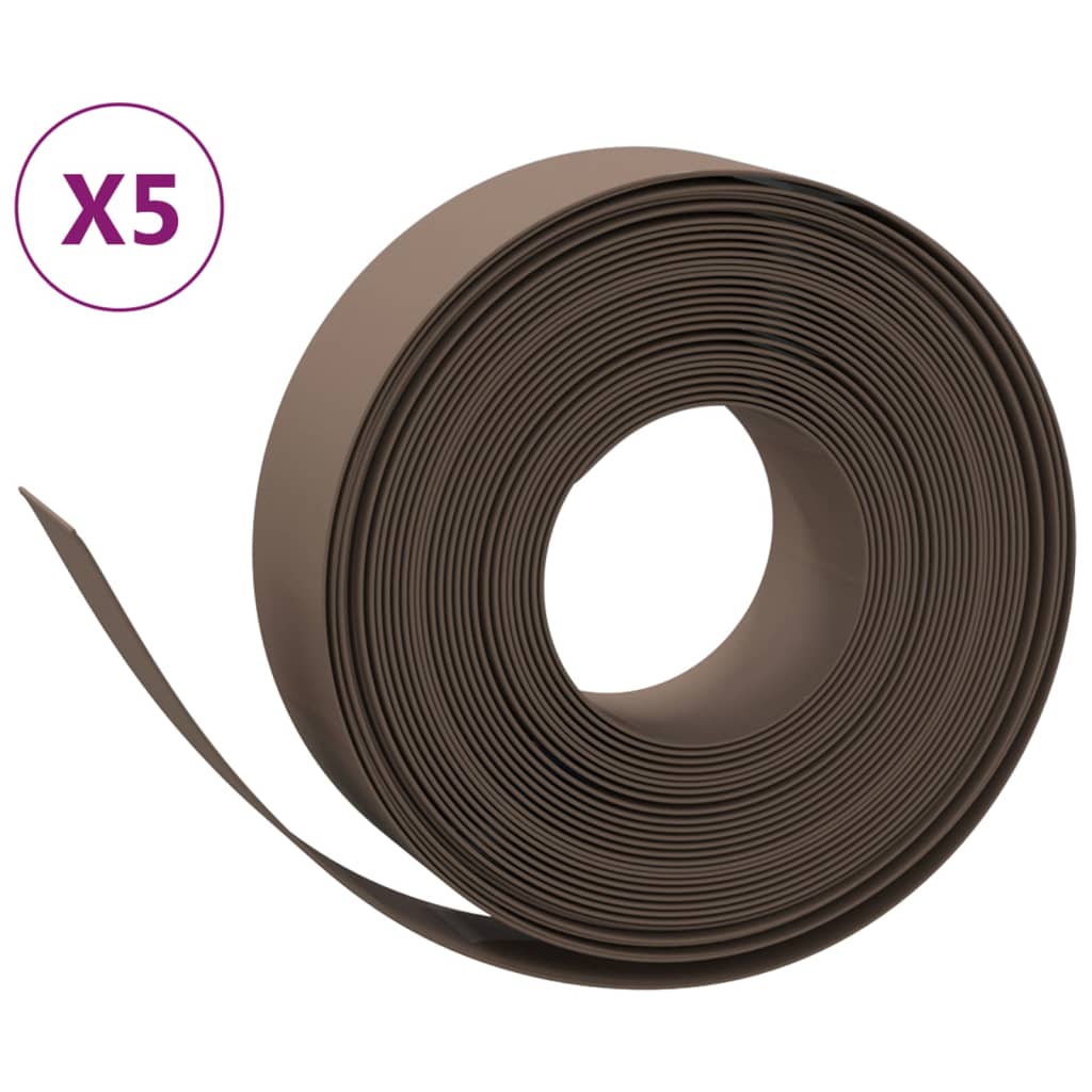 VidaXL Garteneinfassung 5 Stk. 10 m 15 cm Polyethylen braun