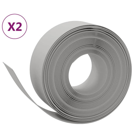 VidaXL Garteneinfassung 2 Stk. 10 m 20 cm Polyethylen grau