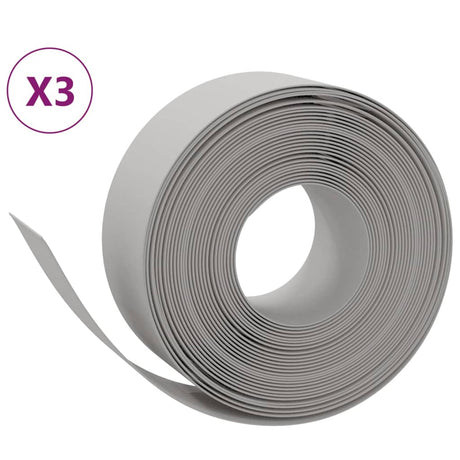 VidaXL Garteneinfassung 3 Stk. 10 m 20 cm Polyethylen grau