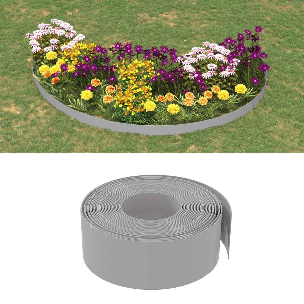 Bordi del giardino Vidaxl 3 St 10 m 20 cm polietilene grigio