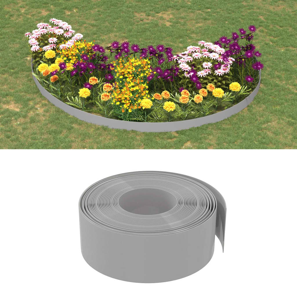 VidaXL Garteneinfassung 3 Stk. 10 m 20 cm Polyethylen grau