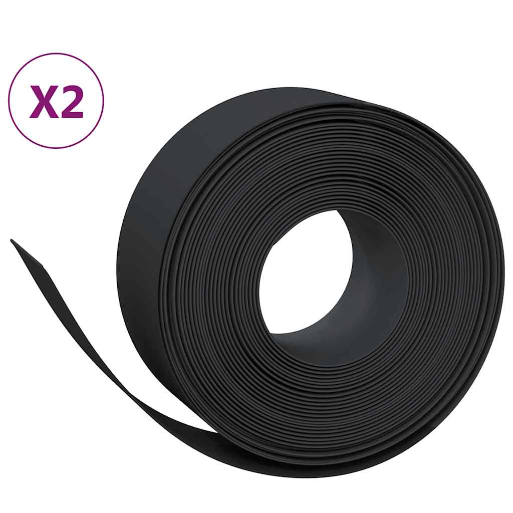 VidaXL Garteneinfassung 2 Stk. 10 m 20 cm Polyethylen schwarz