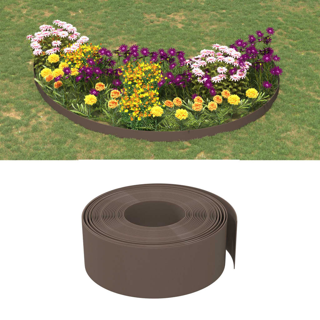 VIDAXL GARDEN BEDGES 2 PCS 10 M 20 cm in polietilene marrone