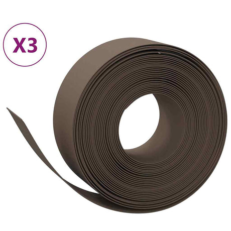 VidaXL Garteneinfassung 3 Stk. 10 m 20 cm Polyethylen braun