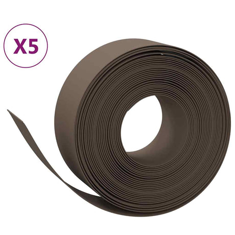 VidaXL Garteneinfassung 5 Stk. 10 m 20 cm Polyethylen braun