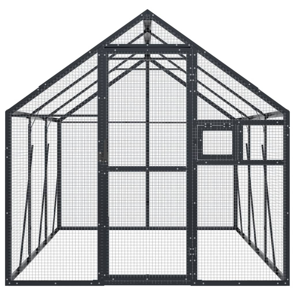 Vidaxl Aviary 1.79x3x1.85 M klocowany antracyt aluminiowy