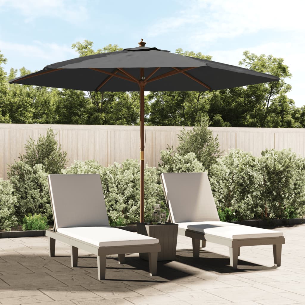 Parasol vidaxl avec poteau en bois 299x240 cm -colore