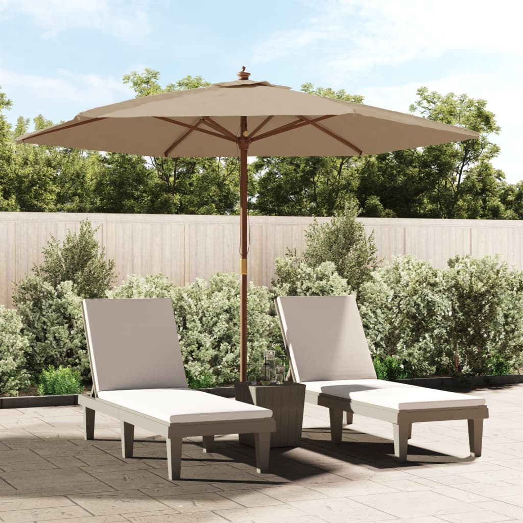 Vidaxl Parasol z drewnianym słupem 299x240 cm taupe