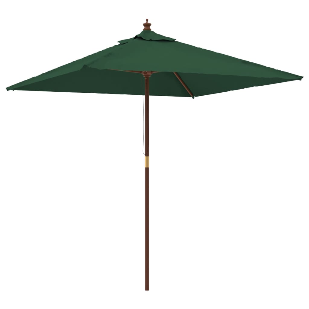 VidaXL Sonnenschirm mit Holzstange 198x198x231 cm grün