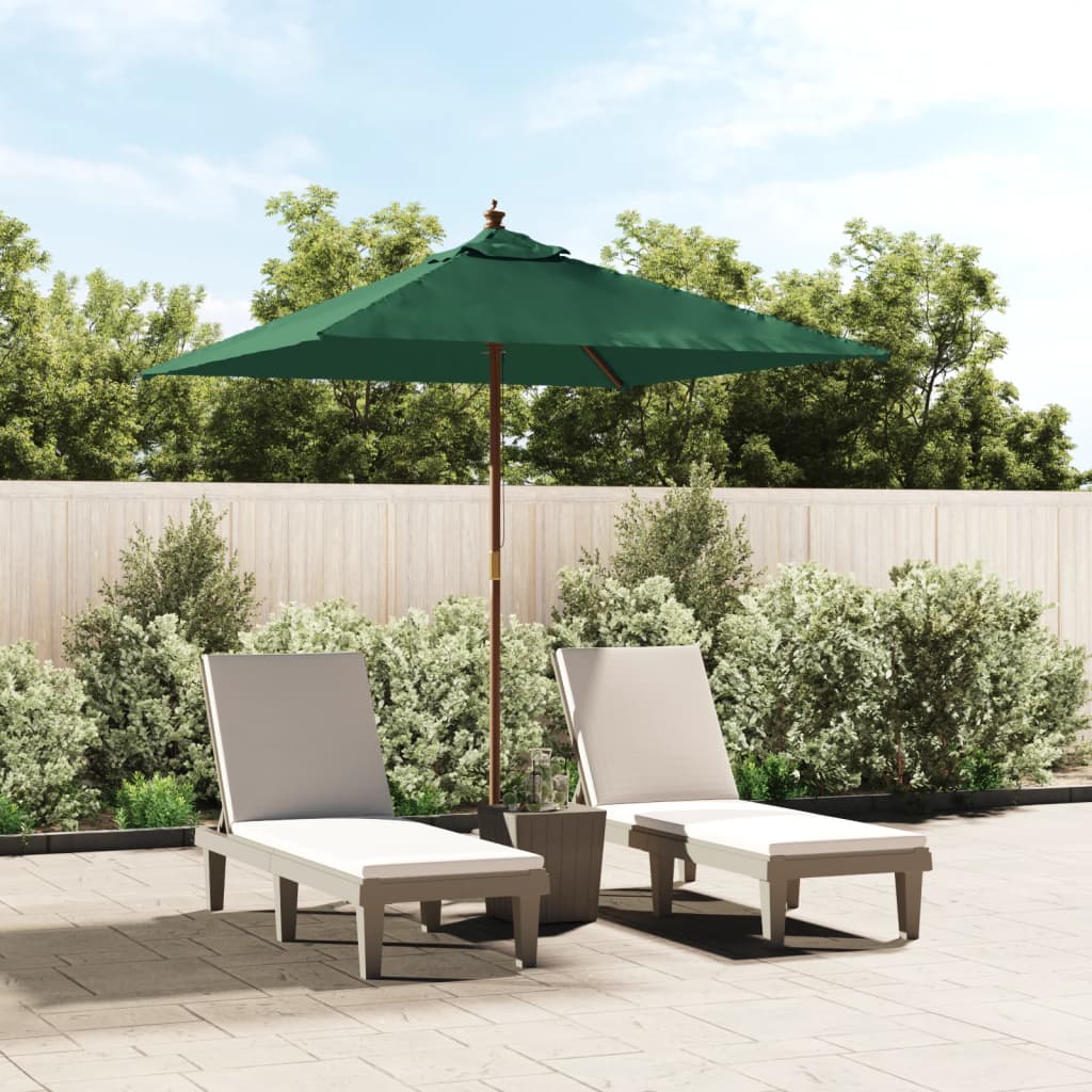 VidaXL Sonnenschirm mit Holzstange 198x198x231 cm grün